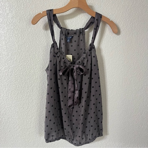 American Eagle Outfitters Gray Tie Front Loose Dressy Tank Top Size M New! - Picture 1 of 7